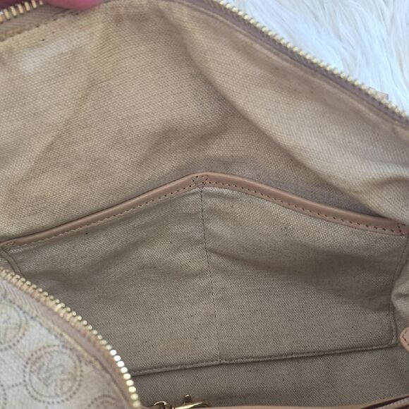 Michael Kors Medium Duffel Tan Satchel with Gold Accents - Picture 9 of 12